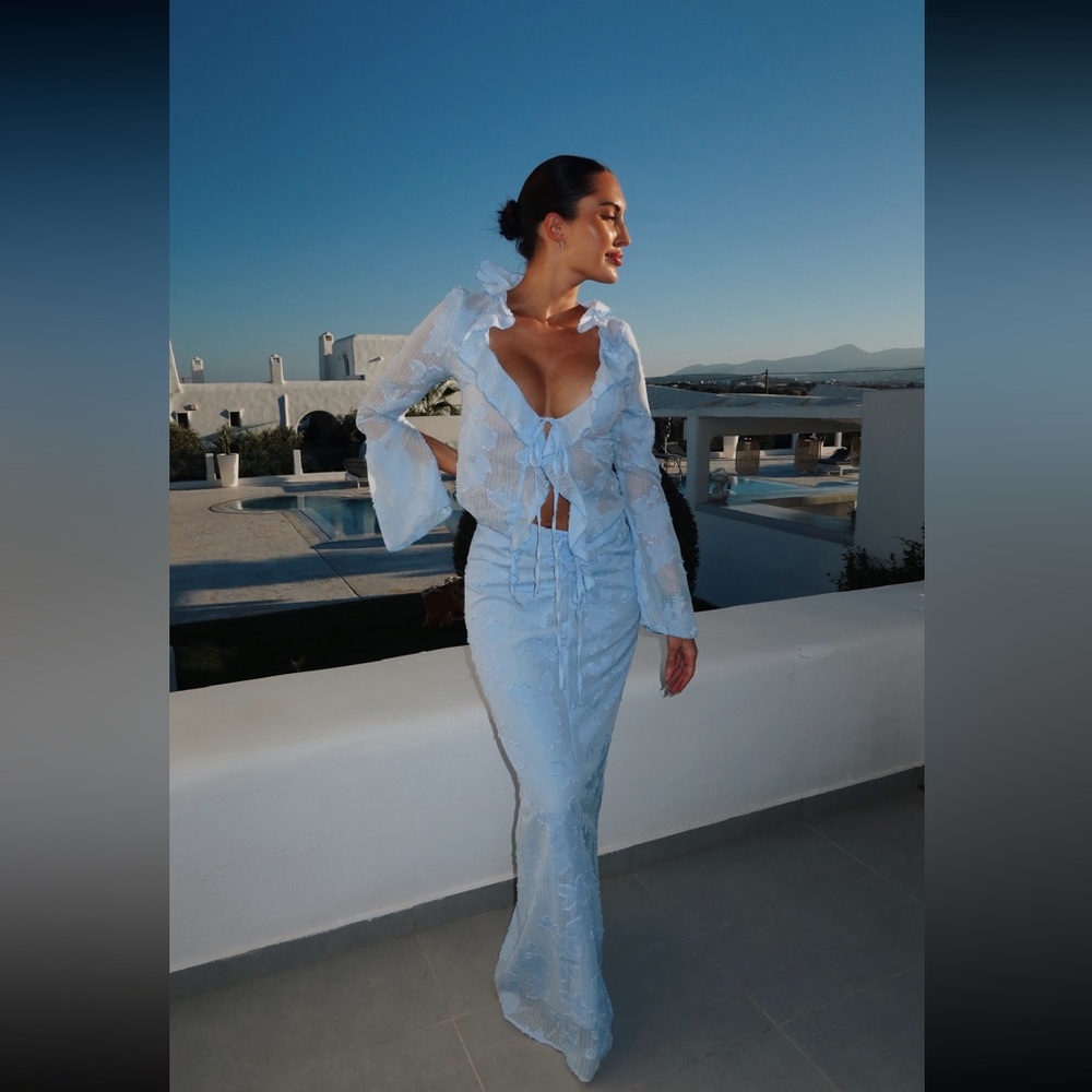Missguided Light Blue Lace Maxi Skirt